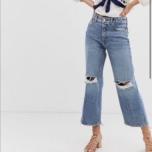 Free People Wide Leg Ripped Jeans